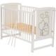 Qmini - Patut din lemn Timmi Heart 120x60 cm Cu laterala culisanta Din lemn de pin si mdf Stabil si rezistent Inaltime saltea re