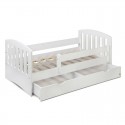 Patut junior cu sertar compartimentat YappyLux din lemn Cu laterala de protectie YappyKids 160x80 cm Alb