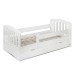 Patut junior cu sertar compartimentat YappyLux din lemn Cu laterala de protectie YappyKids 160x80 cm Alb