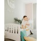 Patut junior cu sertar compartimentat YappyLux din lemn Cu laterala de protectie YappyKids 160x80 cm Alb