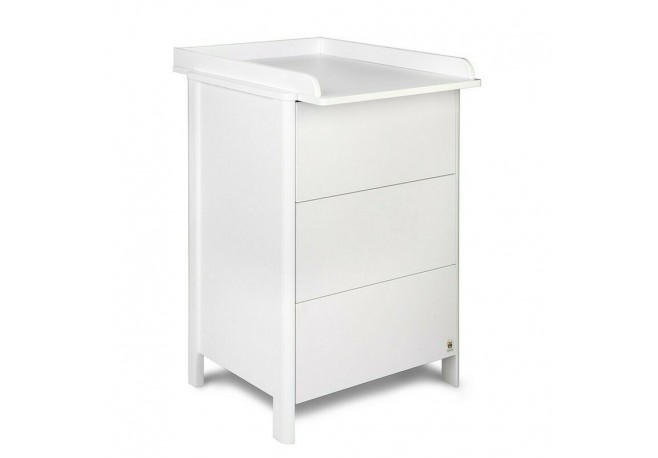 Comoda de infasat YappyMini din lemn Cu trei sertare Cu blat de infasat detasabil YappyKids 65x54x90 cm Alb