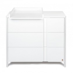Comoda de infasat YappyClassic din lemn Cu trei sertare Cu blat de infasat detasabil YappyKids 105x50x90 cm Alb