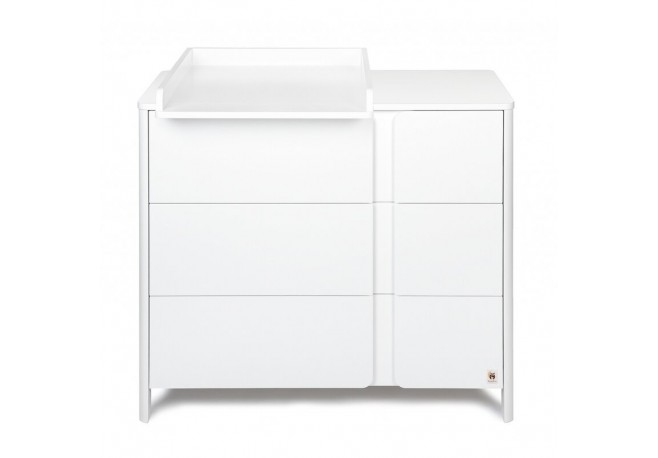 Comoda de infasat YappyClassic din lemn Cu trei sertare Cu blat de infasat detasabil YappyKids 105x50x90 cm Alb