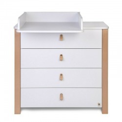 Comoda de infasat YappyEtude din lemn Cu patru sertare Cu blat de infasat detasabil YappyKids 89x86x50 cm Alb