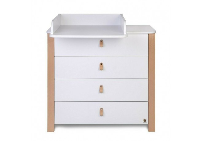 Comoda de infasat YappyEtude din lemn Cu patru sertare Cu blat de infasat detasabil YappyKids 89x86x50 cm Alb