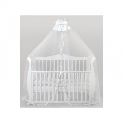 Baldachin mare YappyDome din tull cu panglica de satin si funda YappyKids 500x160 cm Alb