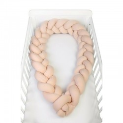 Protectie laterala pentru patut Tip Bumper impletit YappyGum Utilizabil si ca baby nest Din tricot YappyKids Lungime 240 cm Beig
