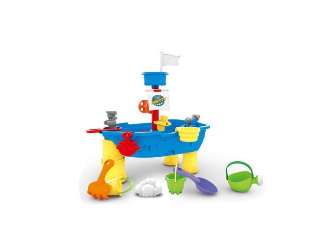 Petite&Mars - Masuta de activitati pentru apa si nisip Sandy Jack Cu accesorii 8 jucarii Multicolor