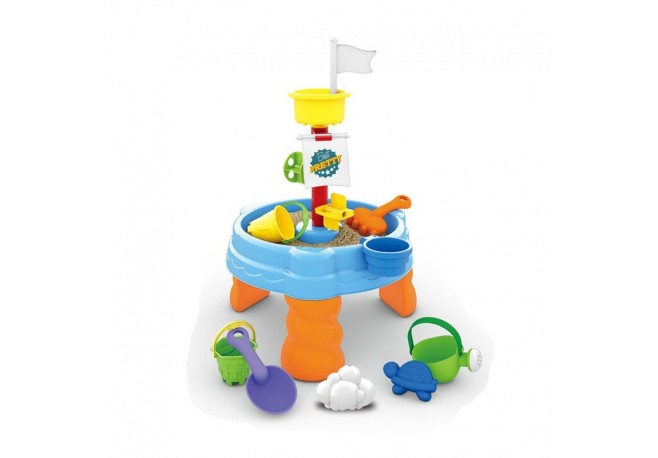 Petite&Mars - Masuta de activitati pentru apa si nisip Sandy Joe Cu accesorii 8 jucarii Multicolor