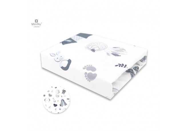 MimiNu - Cearceaf cu elastic pentru patut 140X70 cm Din bumbac certificat Oeko Tex Standard 100 Baby Shower Blue
