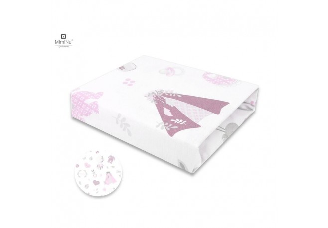 MimiNu - Cearceaf cu elastic pentru patut 140X70 cm Din bumbac certificat Oeko Tex Standard 100 Baby Shower Pink