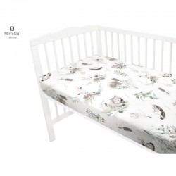 MimiNu - Cearceaf cu elastic pentru patut 140X70 cm Din bumbac certificat Oeko Tex Standard 100 Australian Animals Beige