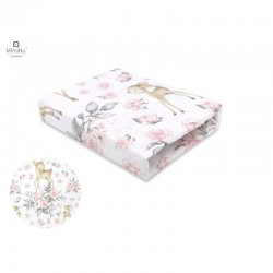 MimiNu - Cearceaf cu elastic pentru patut 140X70 cm Din bumbac certificat Oeko Tex Standard 100 Sweet Deer Pink