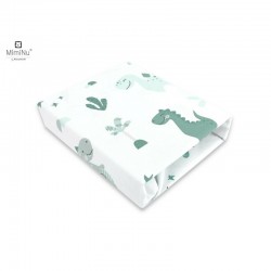 MimiNu - Cearceaf cu elastic pentru patut 140X70 cm Din bumbac certificat Oeko Tex Standard 100 Dino Mint