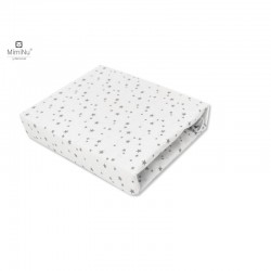 MimiNu - Cearceaf cu elastic pentru patut 140X70 cm Din bumbac certificat Oeko Tex Standard 100 Mini Gray Stars