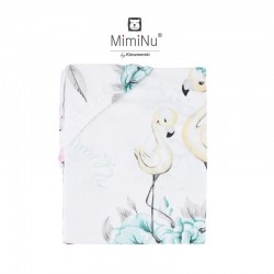 MimiNu - Cearceaf cu elastic pentru patut 140X70 cm Din bumbac certificat Oeko Tex Standard 100 Peonie Mint