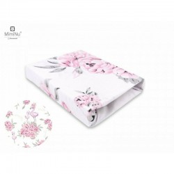 MimiNu - Cearceaf cu elastic pentru patut 140X70 cm Din bumbac certificat Oeko Tex Standard 100 Peonie Pink