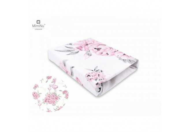 MimiNu - Cearceaf cu elastic pentru patut 140X70 cm Din bumbac certificat Oeko Tex Standard 100 Peonie Pink