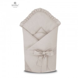 MimiNu - Paturica de infasat cu volanase Cu multiple utilizari Cu inchidere cu panglica Dimensiune 75x75 cm Din bumbac certifica