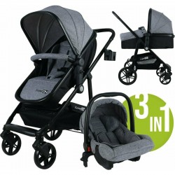 Carucior transformabil 3 in 1 Trio Easy Cu parte sport transformabila in landou scoica auto husa picioare geanta mamici si acces
