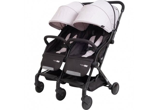 Carucior gemeni Twin Cadru din aluminiu Spatar reglabil Pliere compacta Conform cu standardul european de securitate EN 1888-1:2