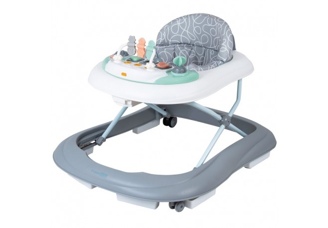 Premergator copii Walker Cu muzica si lumini Cu roti Conform cu standardul european de securitate EN1273:2020 FreeON ABC Grey