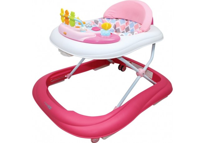 Premergator copii Walker Cu muzica si lumini Cu roti Conform cu standardul european de securitate EN1273:2020 FreeON ABC Pink