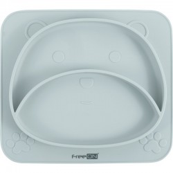 Farfurie compartimentata din silicon fara BPA FreeON 26 x 23 x 2.6 cm Teddy Bear Green