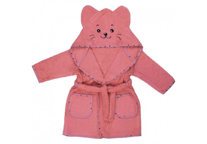 Halat de baie cu urechi Kitty Cu buzunare Cu cordon Bubaba 9 - 24 luni Marime 86/92 Pink