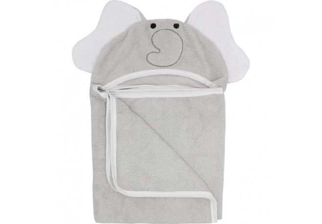 Prosop mare de baie cu urechi Elephant Bubaba 6 - 36 luni Dimensiune mare 110 x 75 cm Grey