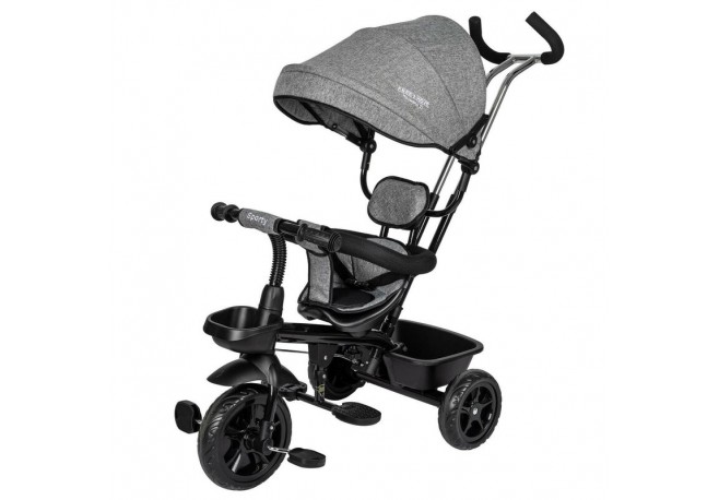 Tricicleta cu sezut rotativ 360 grade Reglabil Roti EVA Mecanism de pedalare libera Suport picioare Free2Move Black Grey