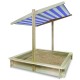 Lada de nisip cu acoperis Free2Play Cu coborare completa a acoperisului 120 X 120 X 120 cm Natural
