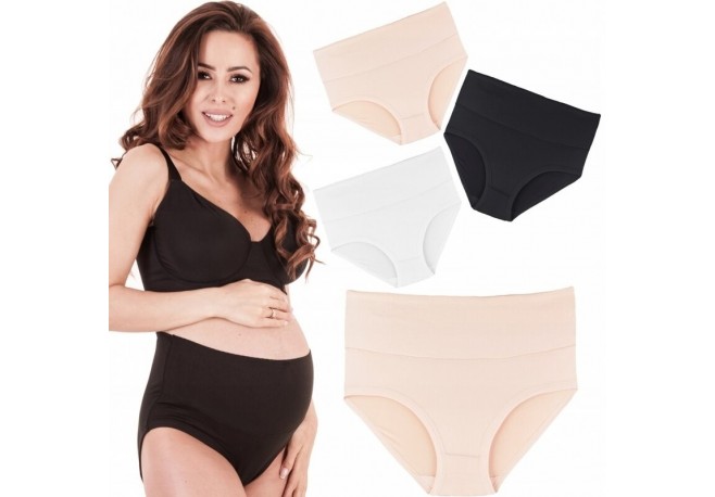 Qmini - Set 4 bucati chiloti gravide din bambus L/XL mix de culori