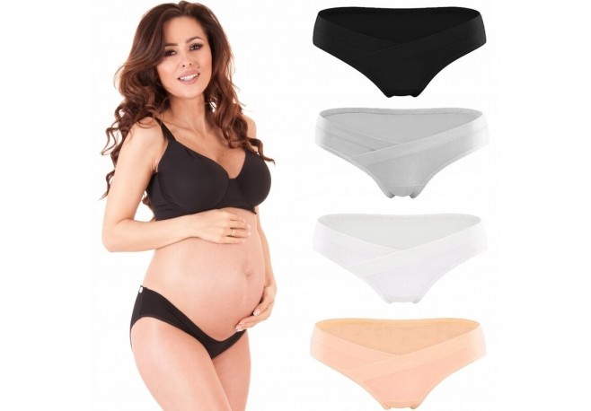 Qmini - Set 4 bucati chiloti gravide Ajustabili M/L mix de culori