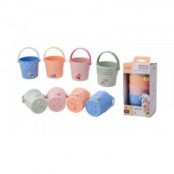 Joueco - Set 4 galetuse de baie si pentru stivuit 17 cm 0 luni+ Multicolor