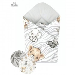 MimiNu - Paturica de infasat cu doua fete Cu multiple utilizari Cu inchidere arici velcro Dimensiune 75x75 cm Din bumbac certifi