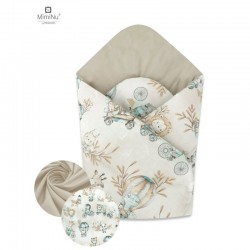 MimiNu - Paturica de infasat cu doua fete Cu multiple utilizari Cu inchidere arici velcro Dimensiune 75x75 cm Din bumbac certifi