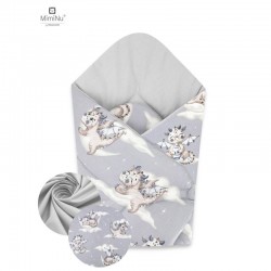 MimiNu - Paturica de infasat cu doua fete Cu multiple utilizari Cu inchidere arici velcro Dimensiune 75x75 cm Din bumbac certifi