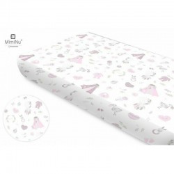 MimiNu - Cearceaf cu elastic Din bumbac certificat Oeko Tex Standard 100 Pentru pat 160x80 cm Baby Shower Pink