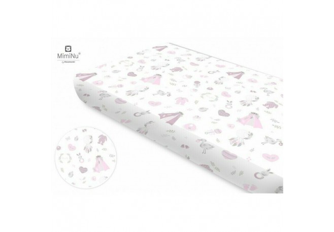 MimiNu - Cearceaf cu elastic Din bumbac certificat Oeko Tex Standard 100 Pentru pat 160x80 cm Baby Shower Pink