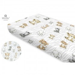 MimiNu - Cearceaf cu elastic Din bumbac certificat Oeko Tex Standard 100 Pentru pat 160x80 cm Safari Natural