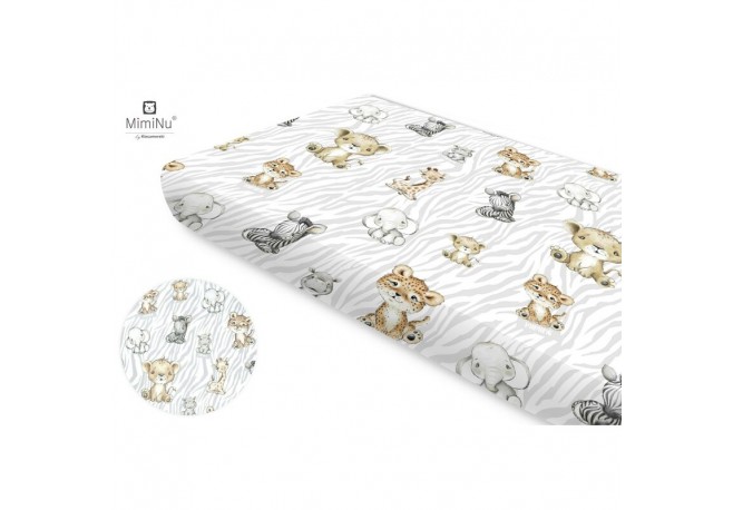 MimiNu - Cearceaf cu elastic Din bumbac certificat Oeko Tex Standard 100 Pentru pat 160x80 cm Safari Natural