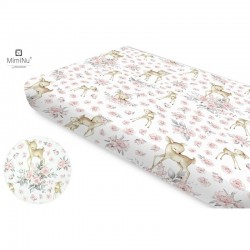 MimiNu - Cearceaf cu elastic Din bumbac certificat Oeko Tex Standard 100 Pentru pat 160x80 cm Sweet Deer Pink