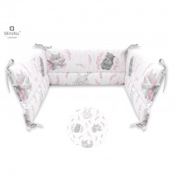 MimiNu - Aparatoare pentru patut 120x60 cm Din bumbac certificat Oeko Tex Standard 100 Cu inaltimea de 30 cm Cu panglici Lulu Ro