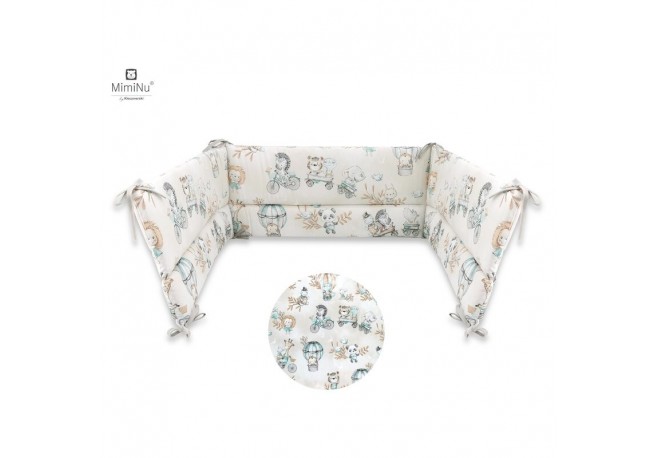 MimiNu - Aparatoare pentru patut 120x60 cm Din bumbac certificat Oeko Tex Standard 100 Cu inaltimea de 30 cm Cu panglici Design 