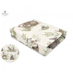 MimiNu - Cearceaf cu elastic pentru patut 120X60 cm Din bumbac certificat Oeko Tex Standard 100 Design Calm Forest Natural