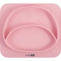 Farfurie compartimentata din silicon fara BPA FreeON 26 x 23 x 2.6 cm Teddy Bear Pink
