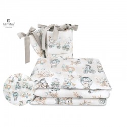 MimiNu - Lenjerie patut 3 piese Cu protectie laterala Din bumbac certificat Oeko Tex Standard 100 Pentru patut 120x60 cm Design 