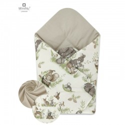 MimiNu - Paturica de infasat cu doua fete Cu multiple utilizari Cu inchidere arici velcro Dimensiune 75x75 cm Din bumbac certifi