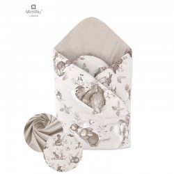 MimiNu - Paturica de infasat cu doua fete Cu multiple utilizari Cu inchidere arici velcro Dimensiune 75x75 cm Din bumbac certifi